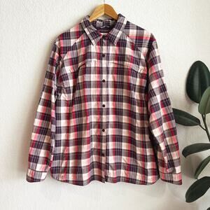 Columbia Women Silver Ridge Button Up Shirt 3X Plaid Roll Tab Back Vent Outdoor